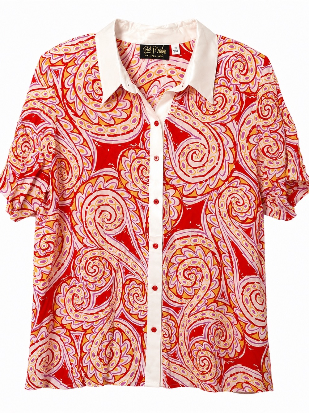 Bob Mackie Wearable Art NWT Vintage Camp Shirt 100% Silk- 2X